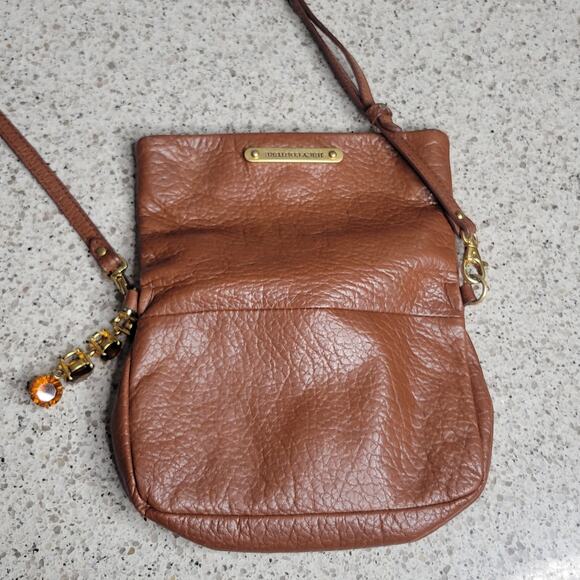 Juicy Couture Leather Brown Fold Over Clutch Crossbody Adjustable Strap w/ Charm - Picture 7 of 16